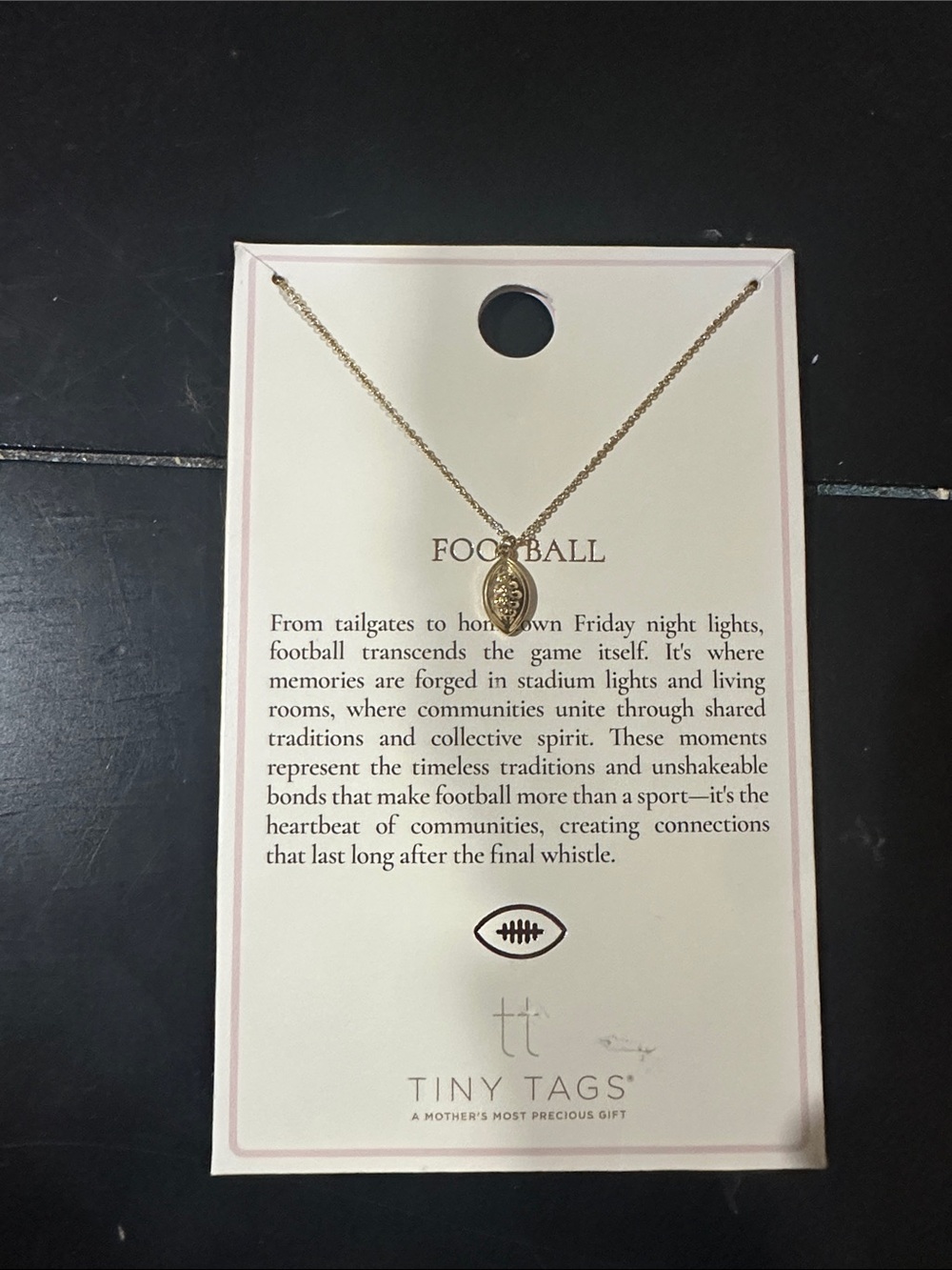 Tiny Tags 14K Gold Ion Plated Football Necklace. NEW